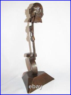 01j10 Abstrait Art Contemporain Statue Sculpture En Bronze Musicien Batterie