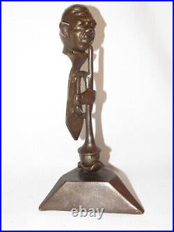 01j10 Abstrait Art Contemporain Statue Sculpture En Bronze Musicien Trompette