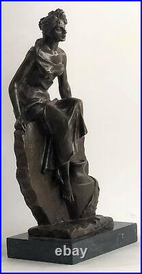 17 Grec Bronze Marbre Art Déesse Sagesse Athena Dieu De War Statue Sculpture