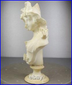 1880/1900 Castelli Sprb Buste Statue Sculpture Albatre Marbre Art Nouveau Femme