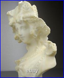 1880/1900 Castelli Sprb Buste Statue Sculpture Albatre Marbre Art Nouveau Femme