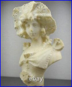 1880/1900 Castelli Sprb Buste Statue Sculpture Albatre Marbre Art Nouveau Femme