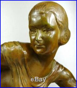 1910/20 R. Bousquet Statue Sculpture Art Deco Chryselephantine Diane Chasseresse