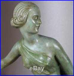 1920/1930 A Ouline Rare Gr Statue Sculpture Art Deco Diane Chasseresse Nue Biche