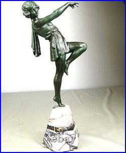 1920/1930 E. Carlier Grde Statue Sculpture Ep. Art Deco Danseuse Ballerine Femme