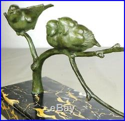 1920/1930 Gh Laurent Statue Sculpture Animaliere Art Deco Bronze Oiseaux Mesange