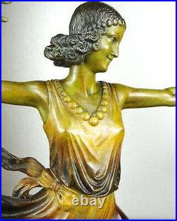 1920/1930 H Molins Grnde Rare Statue Sculpture Art Deco Diane Chasseresse Gitane