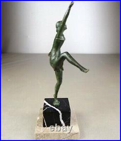 1920/1930 H. Molins Rare Mascotte Auto Sculpture Statue Bronze Art Deco Danseuse