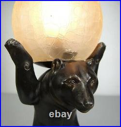1920/1930 I Rochard Spb Lampe Veilleuse Statue Sculpture Art Deco Animalier Ours