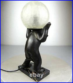 1920/1930 I Rochard Spb Lampe Veilleuse Statue Sculpture Art Deco Animalier Ours