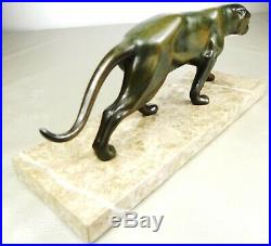 1920/1930 I Rochard Statue Sculpture Animaliere Ep Art Deco Panthere Felin Fauve