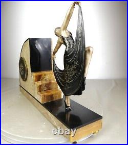 1920/1930 L Gibert Rare Statue Sculpture Pendule Danseuse Art Deco Louise Brooks