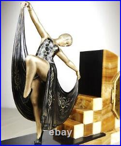 1920/1930 L Gibert Rare Statue Sculpture Pendule Danseuse Art Deco Louise Brooks