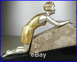 1920/1930 Limousin Rare Belle Statue Sculpture Ep. Art Deco Femme Biche Fontaine