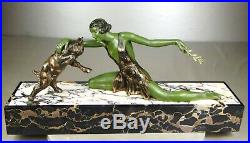 1920/1930 Limousin Rare Statue Sculpture Art Deco Femme Danseuse Chevreau Animal