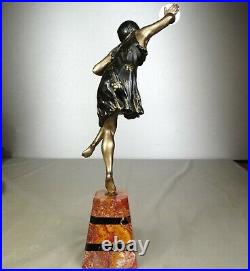 1920/1930 Limousin Statue Sculpture Art Deco Chryselephantine Danseuse Cymbales