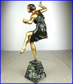 1920/1930 Limousin Statue Sculpture Chryselephantine Art Deco Danseuse Cymbales