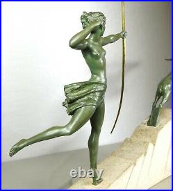 1920/1930 M Bouraine M Le Verrier Demarco Grd Statue Sculpture Art Deco Atalante