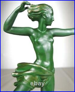 1920/1930 M Bouraine M Le Verrier Demarco Statue Sculpture Art Deco Atalante Nu