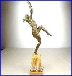 1920/1930 M Guiraud-riviere Rare Statue Sculpture Art Deco Bronze Danseuse Femme