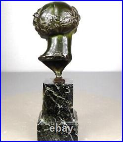 1920/1930 M Guiraud-riviere Statue Sculpture Buste Bronze Epq Art Deco Bacchante