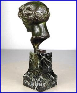 1920/1930 M Guiraud-riviere Statue Sculpture Buste Bronze Epq Art Deco Bacchante