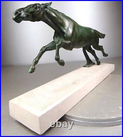 1920/1930 Max Le Verrier Sp Statue Sculpture Ep Art Deco Animalier Cheval Fougue