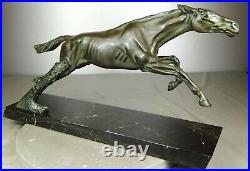 1920/1930 Max Le Verrier Spb Statue Sculpture Animalier Art Deco Cheval Equestre