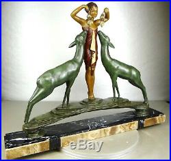 1920/1930 R Loyse Rare Grde Sprb Statue Sculpture Art Deco Diane Danseuse Biches