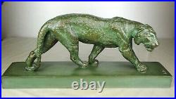 1920/1930 Rulas Statue Sculpture Art Deco Animaliere Panthere Felin Terre Cuite