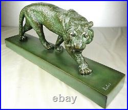 1920/1930 Rulas Statue Sculpture Art Deco Animaliere Panthere Felin Terre Cuite
