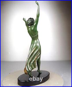 1920/1930 Ugo Cipriani Spb Statue Sculpture Ep. Art Deco Femme Danseuse Marchant
