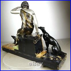 1920/1930 Uriano Grd Statue Sculpture Art Deco Diane Chasseresse Levriers Barzoï