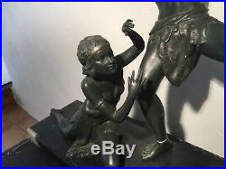 1920/1930 Uriano Statue Sculpture Art Deco Chasseur D Ours Polaires