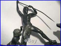 1920/1930 Uriano Statue Sculpture Art Deco Chasseur D Ours Polaires