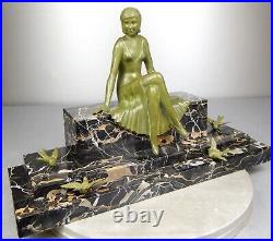 1920/1930 Z. Kovats Rare Grnde Statue Sculpture Art Deco Bronze Danseuse Oiseaux