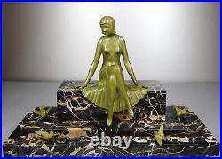 1920/1930 Z. Kovats Rare Grnde Statue Sculpture Art Deco Bronze Danseuse Oiseaux