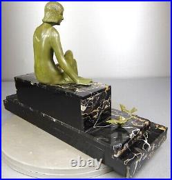 1920/1930 Z. Kovats Rare Grnde Statue Sculpture Art Deco Bronze Danseuse Oiseaux