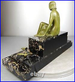 1920/1930 Z. Kovats Rare Grnde Statue Sculpture Art Deco Bronze Danseuse Oiseaux