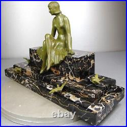 1920/1930 Z. Kovats Rare Grnde Statue Sculpture Art Deco Bronze Danseuse Oiseaux