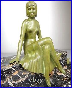 1920/1930 Z. Kovats Rare Grnde Statue Sculpture Art Deco Bronze Danseuse Oiseaux