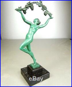 1920/30 Guerbe P. Le Faguays M Le Verrier Statue Sculpture Art Deco Danseuse Nue