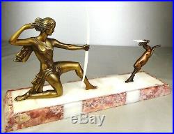 1920/30 J Sabartes Gual Statue Sculpture Art Deco Chryselephantine Bronze Diane
