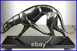 1920/30 Rochard Statue Sculpture Art Deco Bronze Animal Chien Levrier Greyhound