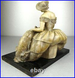 1930/1940 G Cacciapuoti Statue Sculpture Art Deco Terre Cuite Femme Chien Barzoï