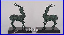 2 gazelles période Art Deco, dlg Max Le Verrier, statues sculptures serre-livres