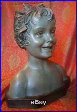30's Art Déco Demetre H Chiparus Buste fillette terracotta bust signé