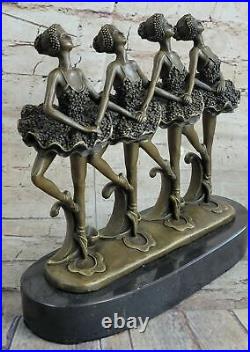 9 Ouest Art Sculpture Bronze Marbre Abstrait Four Belle Ballerine Statue Solde