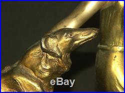 AA 1900 statue groupe 58cm art nouveau dame 1900 chien statue régule bronze déco