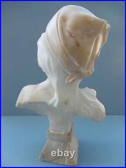ART NOUVEAU Emmanuel VILLANIS RARE BUSTE SIGNE MARBRE BLANC SAIDA Sculpture